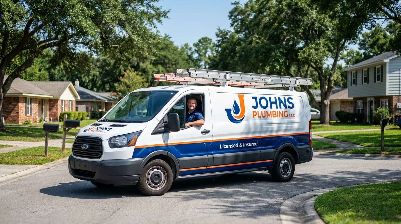 Johns Plumbing LLC service van in Otterbein, IN